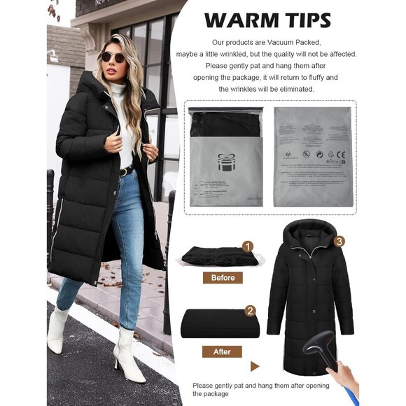 Womens Winter Long Puffer Coat Thicken Ladies Down Quilted Jacket Puffy Padded Z - Picture 9 of 9